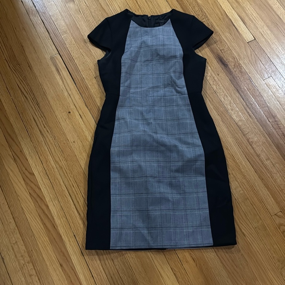 JCrew black and plaid dress